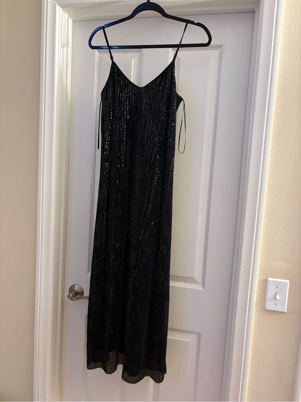 Black Sequin Slip Dress - Women